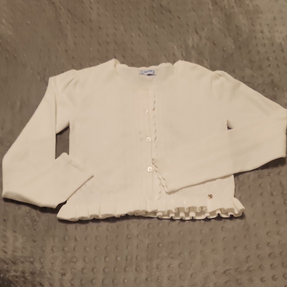 White Ruffled Cardigan